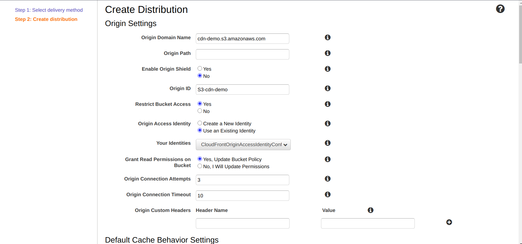 CDN origin settings