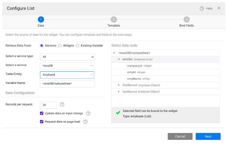 SAP HANA Configure List